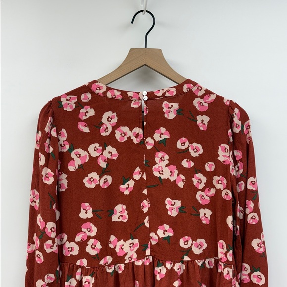 Seraphine Maternity Floral Nursing Long Sleeve A-Line Dress Burgundy 4 - Picture 8 of 11